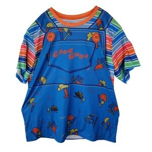 Chucky Good Guys Costume T-Shirt Mens 3XL Blue Striped Horror Movie Mad Engine
